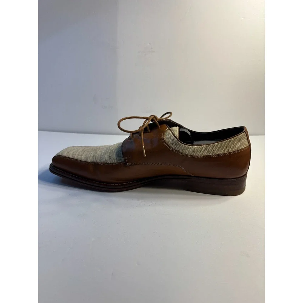 Bachrach Oxford Dress Shoes Men's US‎ 10M Brown Tan Leather Square Toe Lace Up